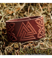  Leather Bracelet Cuff Wristband Valknut Celtic Knotwork  Vikings Nordic Talisman Amulet  Carving Leather 